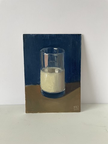 Glass of milk still life painting 
