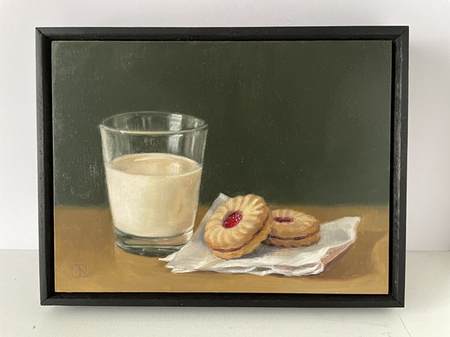 Milk and Jam Biscuits still life painting