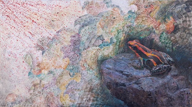 frog, anticipation, end of war, piece, allegory, wax, encaustic