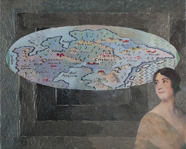 venetian map, marie valsamachi, actress, famous, paris, interwar, wax, encaustic, oil, tade styka