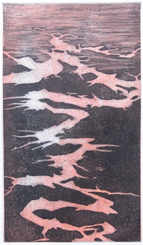 softground and line etching, plus drypoint image of a river