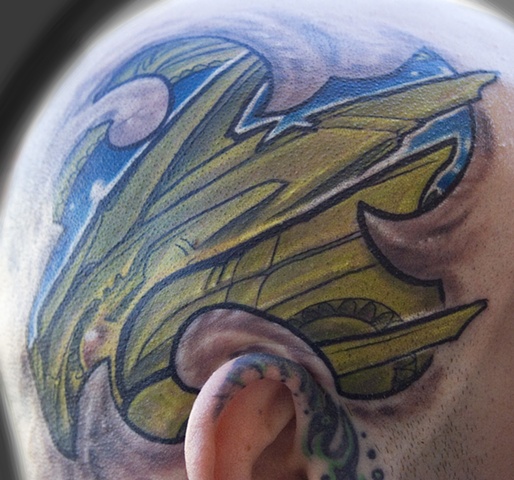 biomechanical head  Tattoo done at Iron Cypress in Lake Charles Louisiana