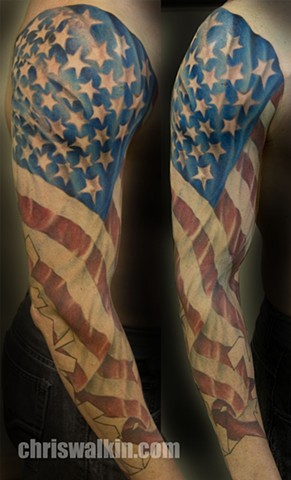american flag sleeve  Tattoo done at Iron Cypress in Lake Charles Louisiana