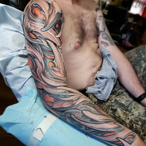 In Progress Biomech Arm Tattoo