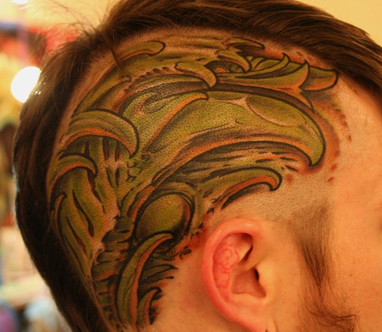 Cory's Head Biomech Tattoo