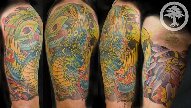 Japanese Phoenix Half Sleeve Tattoo