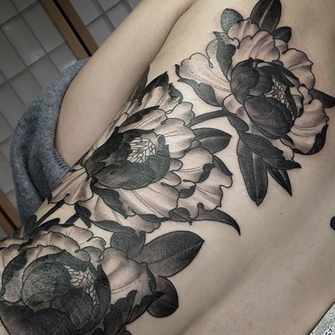 Japanese peonies flower tattoo