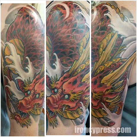 Japanese Dragon Coverup  Tattoo done at Iron Cypress in Lake Charles Louisiana