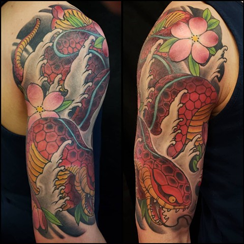 Japanese Snake Arm Tattoo