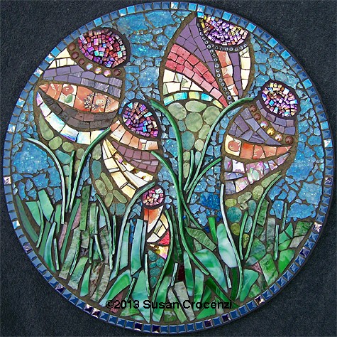 mixed-media mosaic, tempered glass mosaic