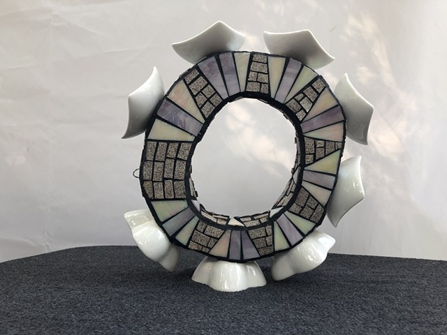 Sculptural 3d kinetic mosaic art porcelain and stained glass Floating ⭕️