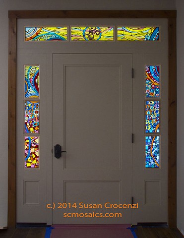 Stained glass on glass mosaic windows