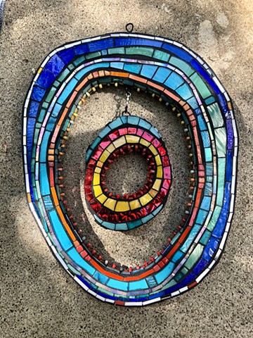 Sculptural kinetic 3d mosaic art glass abstract bird 