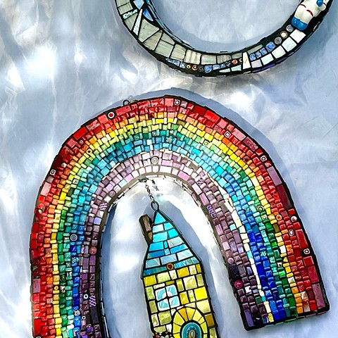 Sculptural 3d kinetic mosaic art Ukraine 🇺🇦 house rainbow 