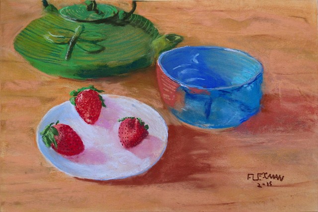 Teapot, Tea Bowl, and Strawberries