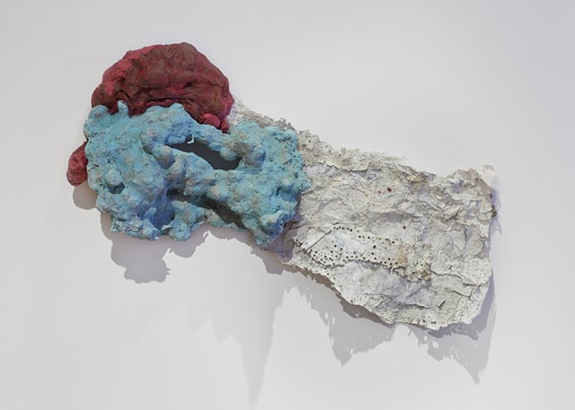 abstract sculpture about color, planets. geology. maps, place