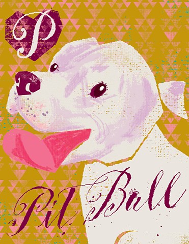 pit bull terrier dog illustration digital