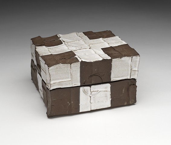 Box, brown stoneware with white matte glaze