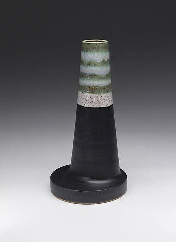 Conical Vase with multiple glazes