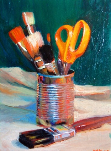 still-life with paintbrushes