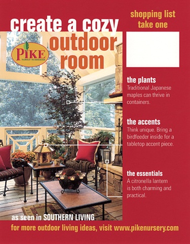 Create A Cozy Outdoor Room Pike's Advetorial in October Southern LIving issue