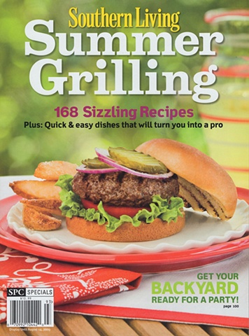 Southern Living Summer Grilling Cover with burger and fries on a white plate