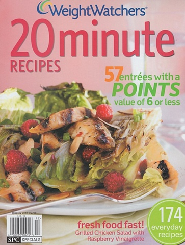 Weight Watcher's 20 minute recipes cover with grilled chicken salad with raspberry vinaigrette 