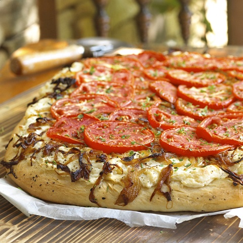 Tomato and Garlic Pizza from A Passion For Everyday Baking with Marcy Goldman
