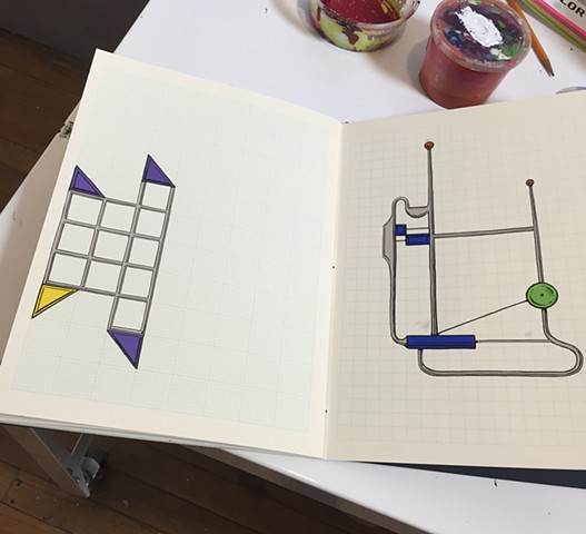 Sketchbook Paintings- Grids and blank book supplied by Kayrock Screenprinting