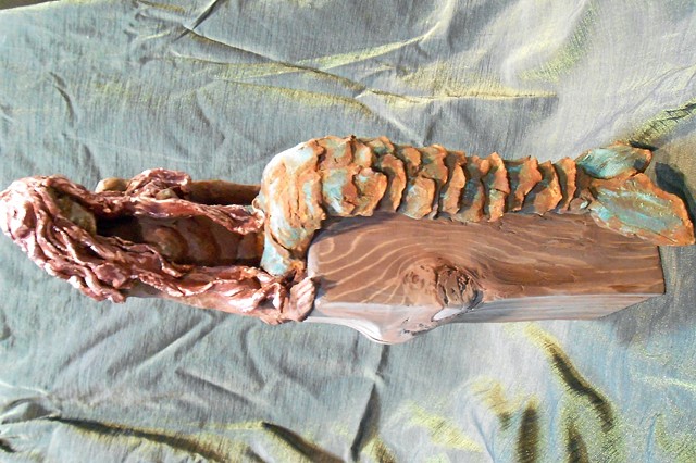 paperclay rust & turquoise patina mermaid