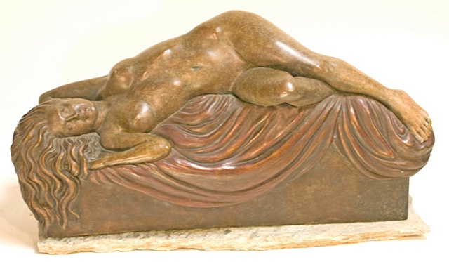 Bronze reclining female nude