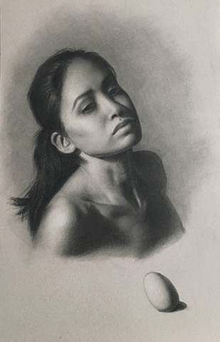 Artist Maryna Nemynushcha, charcoal portrait study 2016