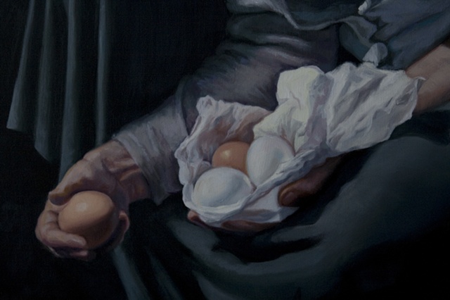 close up of hands and eggs