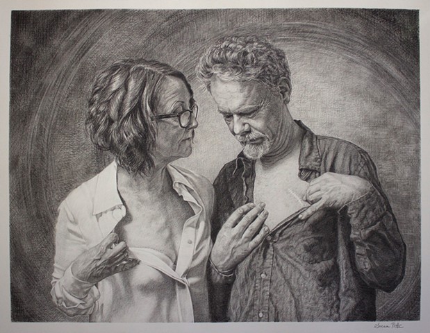 man and woman, scars, sharing, representational art, figurative art 