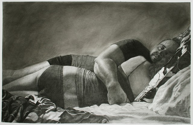 figurative, black and white, drawing, charcoal, 