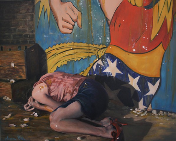 oil painting, figurative,  Wonder Woman