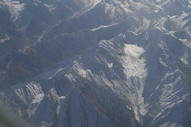 Aerial photograph of a glacier in north of Pakistan.