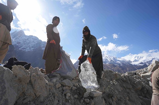 Clear chunk of a glacier which the Balti community identifies as a â€˜femaleâ€™ glacier piece.
