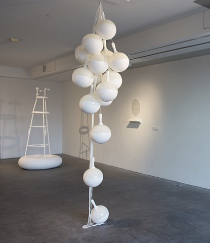 Installation View of Drifters: Pulled from the sea and Collecting: Oceanographic Data Buoy  