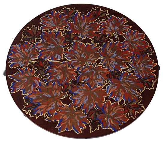 Reverse painting on glass, gilded, glass bowl, 23-Karat Gold Leaf, verre églomisé, Glass table top