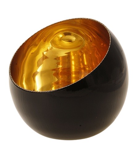 eglomise, Reverse gilding and painting on glass, "Cathedral" by Jan Maitland, black and gold glass bowl, blown glass bowl, water gilding with gold leaf , verre églomisé, janmaitland.com