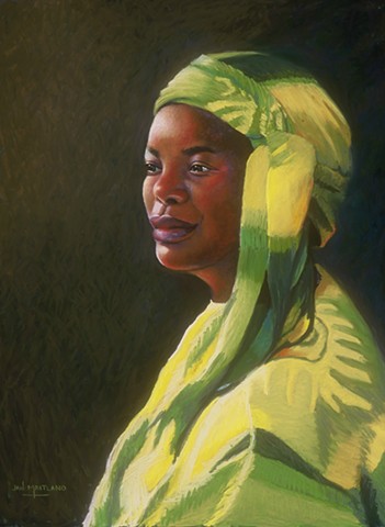 Afircan woman portrait, pastel portrait, pastel artist Jan Maitland