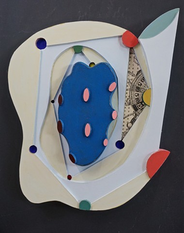 Mixed-media painted relief sculpture