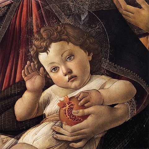 Bottechelli detail:  Madonna of the Pomegranate