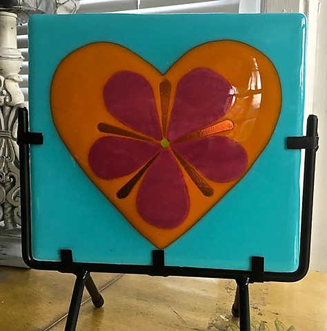 Tropical Heart in metal stand