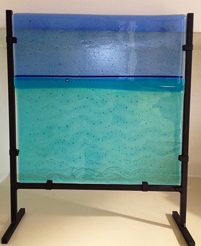 12" x 12" Water Vista in Metal Stand...

details:
inside glass is 12" x 12"
stand makes piece 13" wide and 15" tall