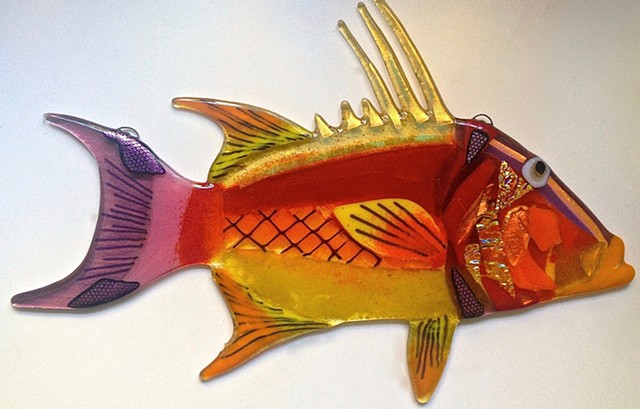 Hogfish Snapper in Reds, oranges and yellows...