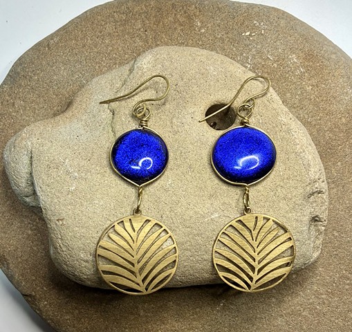 Metal Leaf Azure Earrings