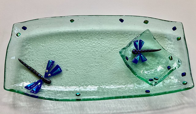 Pale Ming Green tray with wasabi dish set
