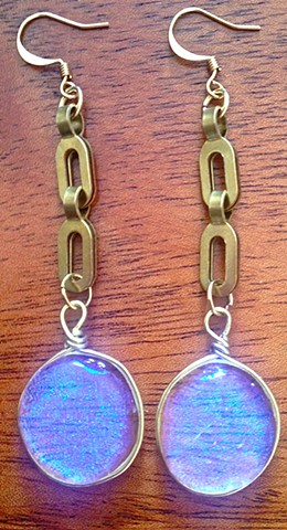 Clear dichroic "Fandangle" earrings...